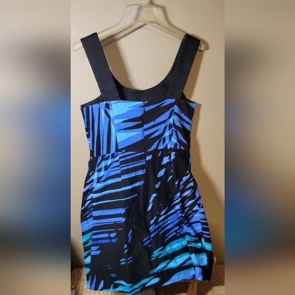 Le château cocktail dress Large  bodycon cotton mini made in Canada blue & black - Picture 2 of 8